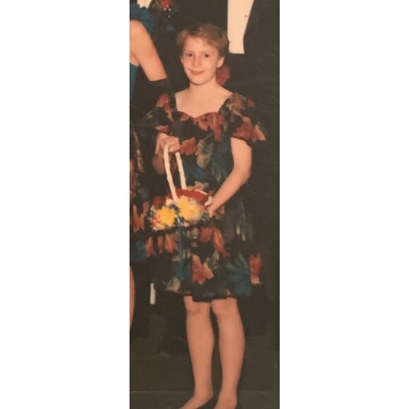 Girls Autumn Leaves Dress Falling Fall Leaf Print Vintage 80s - Picture 8 of 8